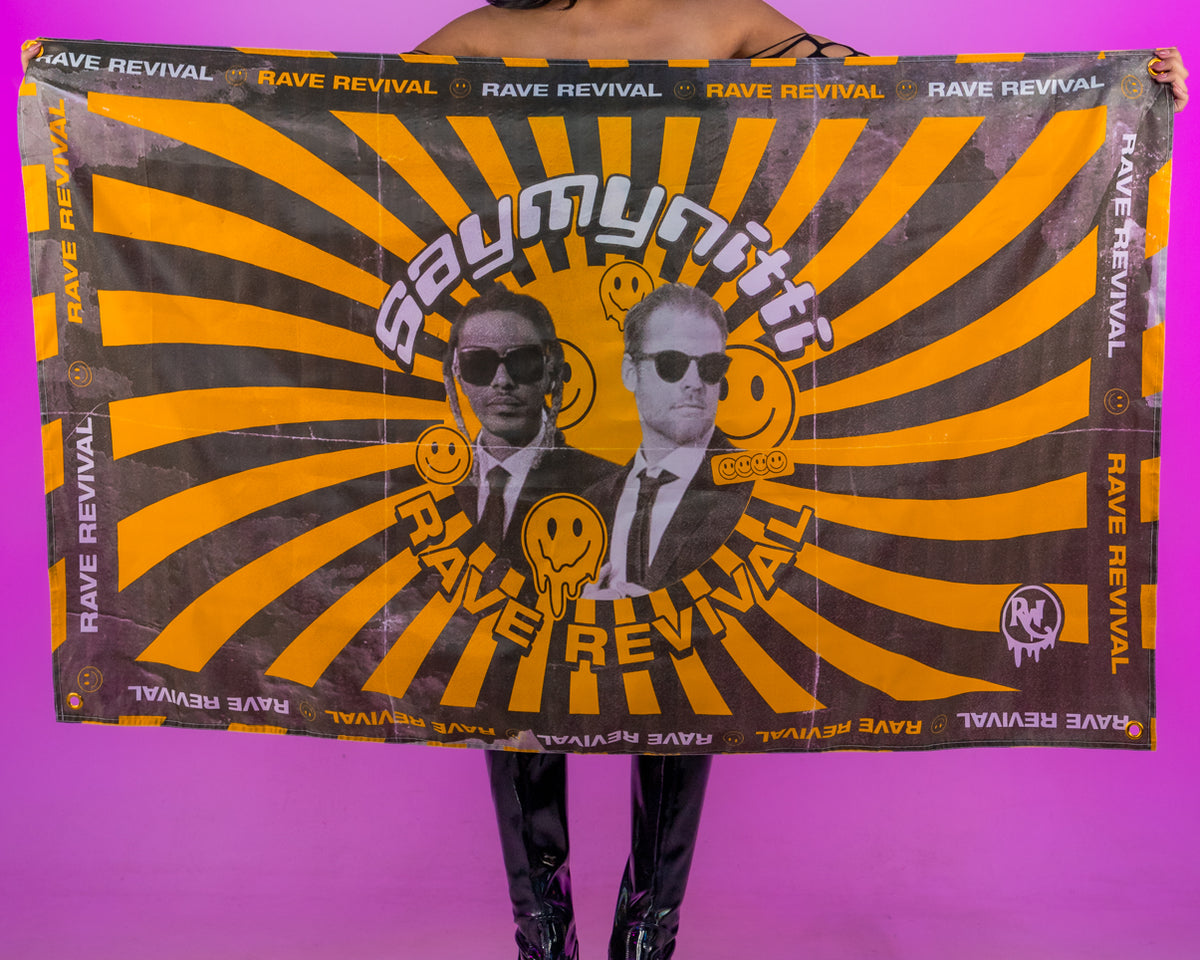 Yellow SayMyNitti x Rave Wonderland Limited Edition 3x5 Flag