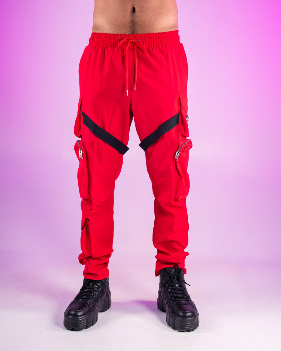Red Nylon Unisex Utility Pants – Rave Wonderland