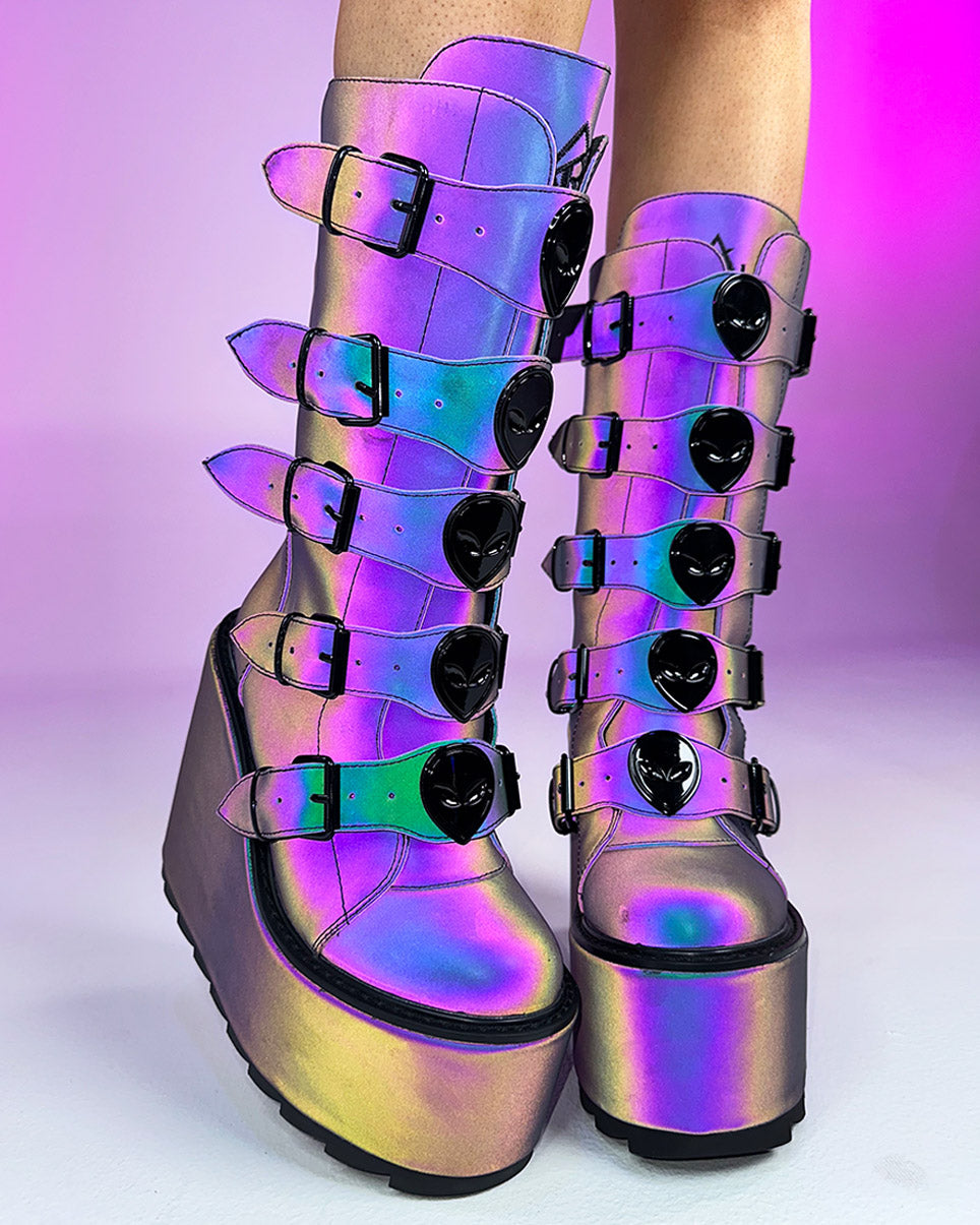 YRU Dune Reflective Alien Platform Shoes