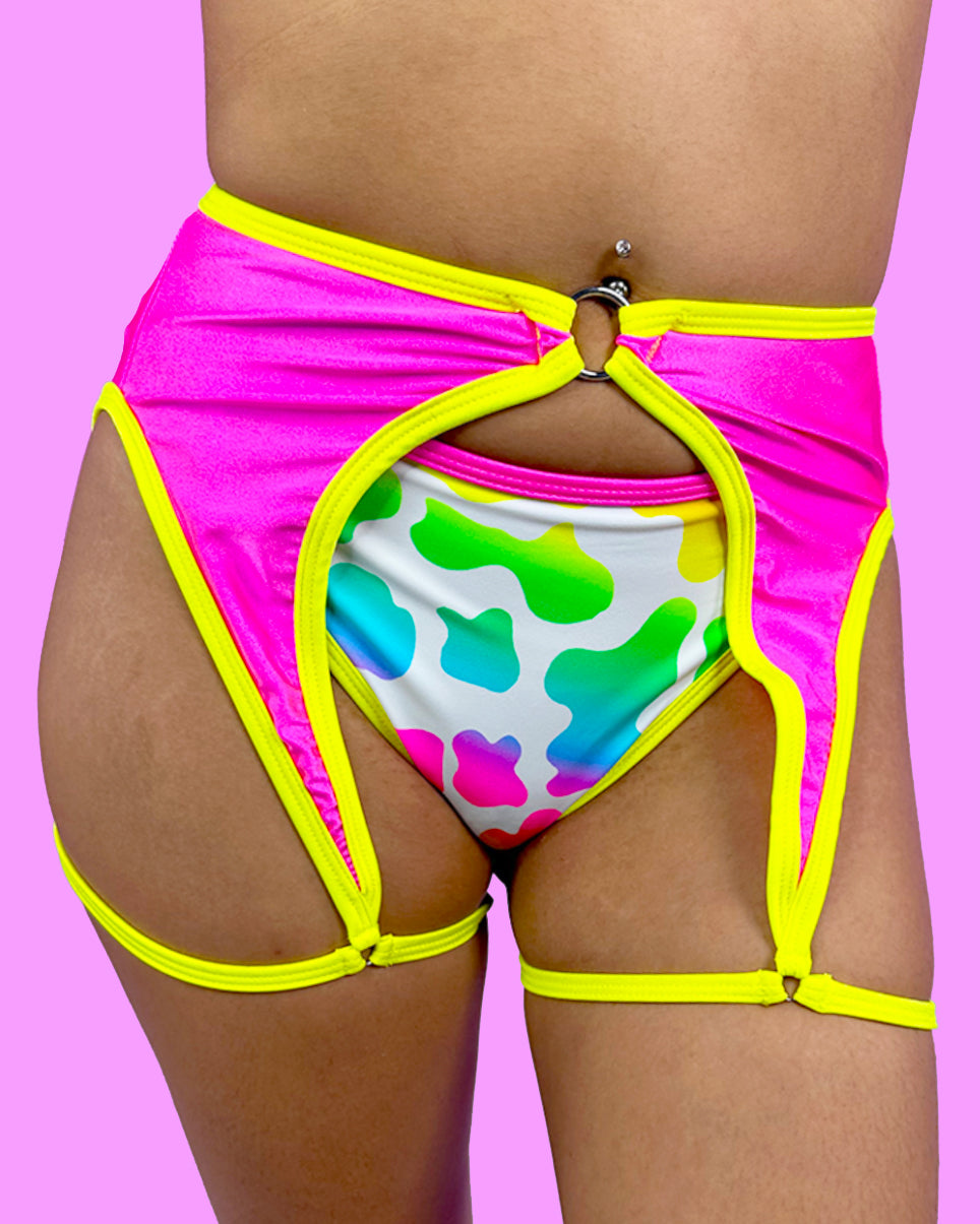 Rolita Couture X RW Neon Pink/Yellow Garter Harness