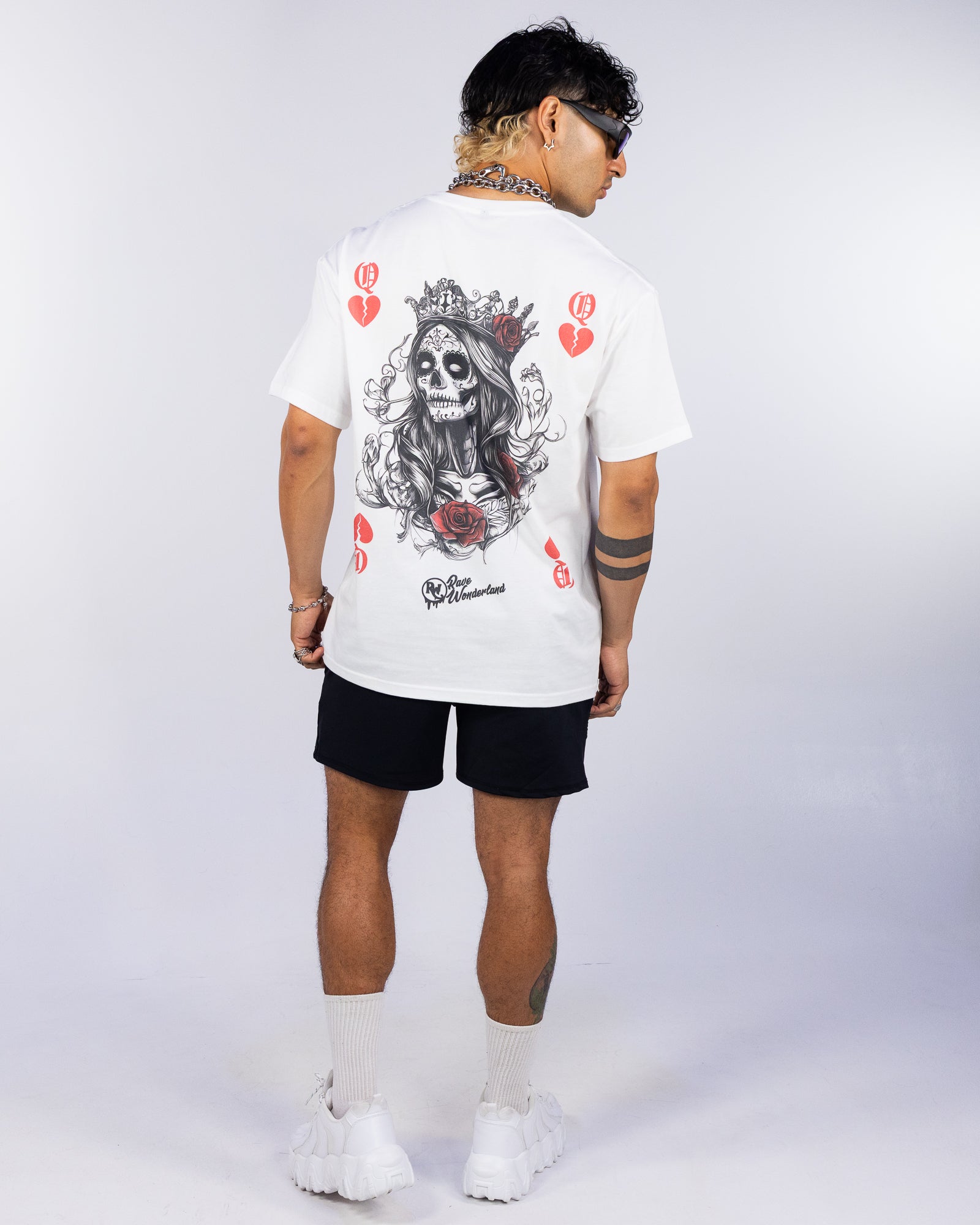 Queen Of Broken Hearts Men's White Graphic T-Shirt – Rave Wonderland