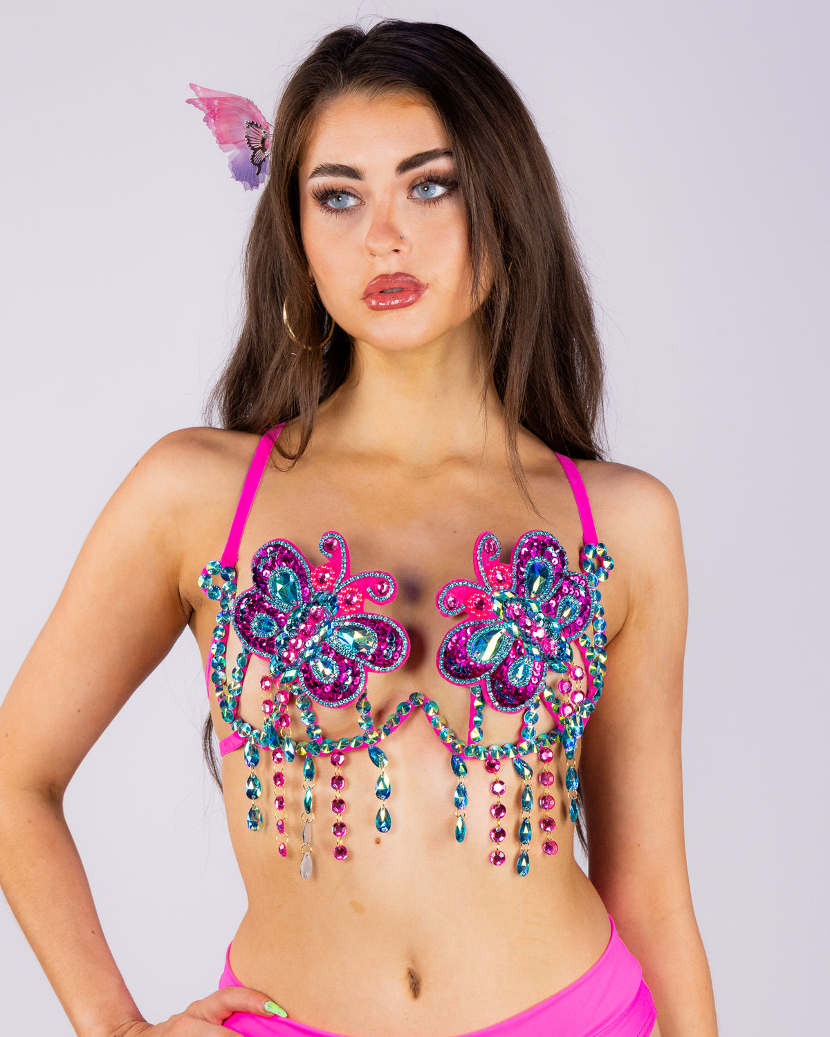 Twilight Butterfly Women's Rhinestone Carnival Bra