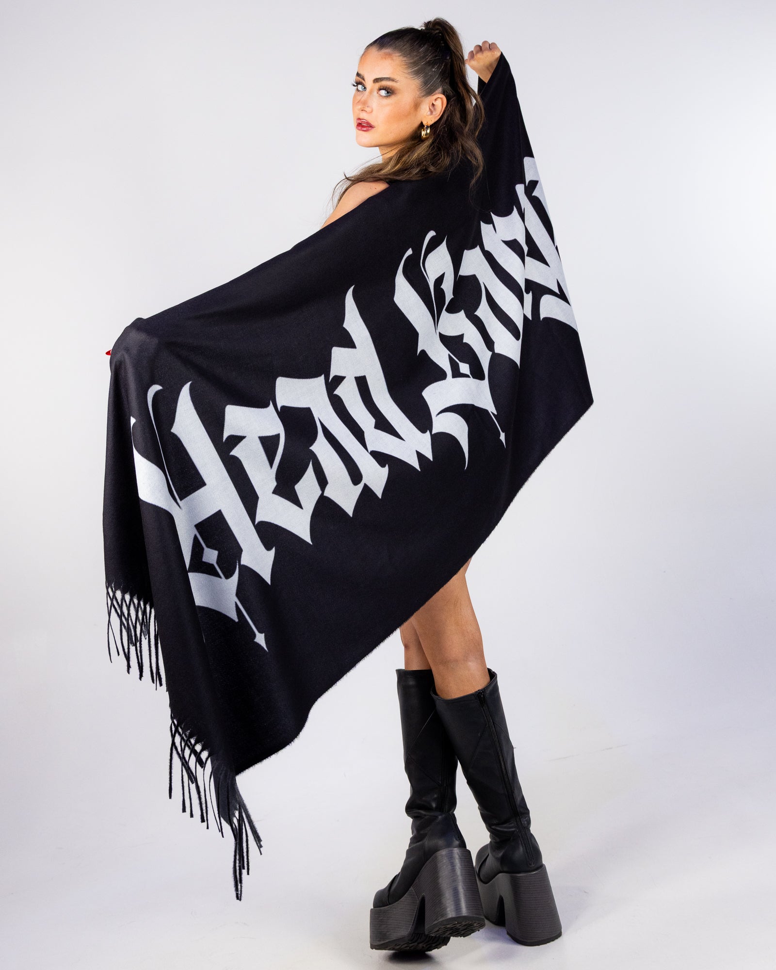 Head Banger Unisex Black Pashmina – Rave Wonderland