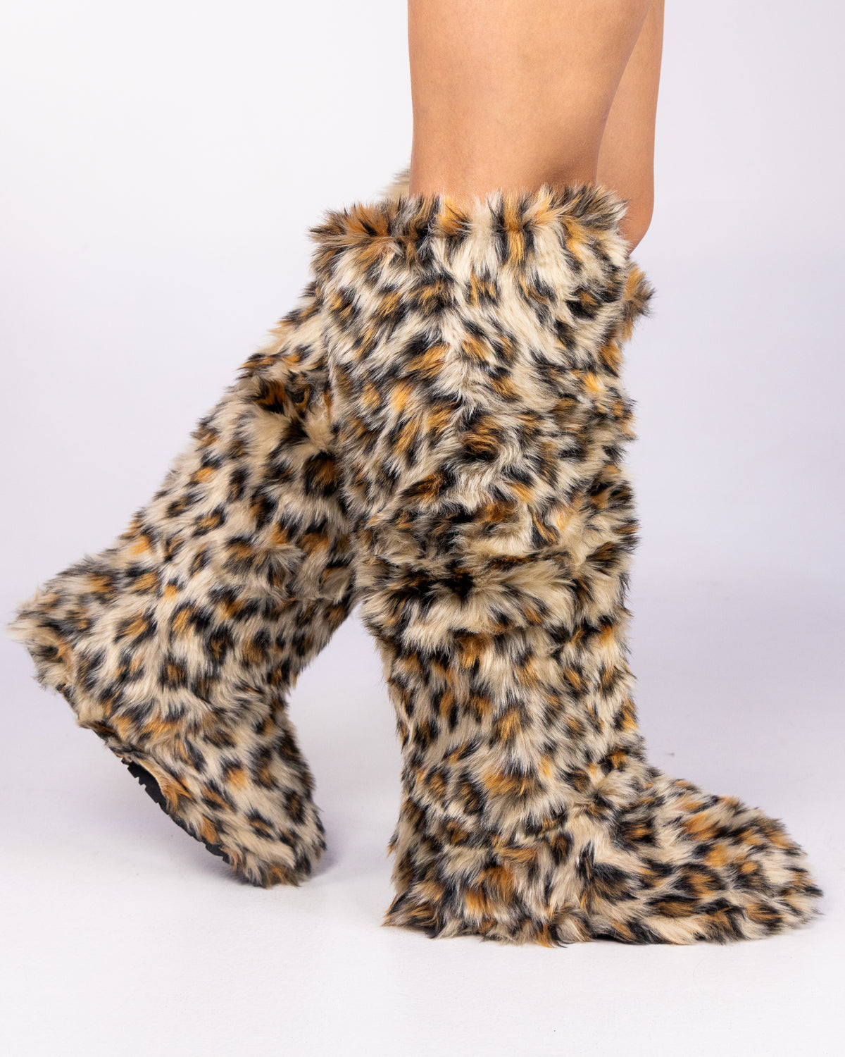 Leopard Animalistic Women's Faux Fur Platform Boots