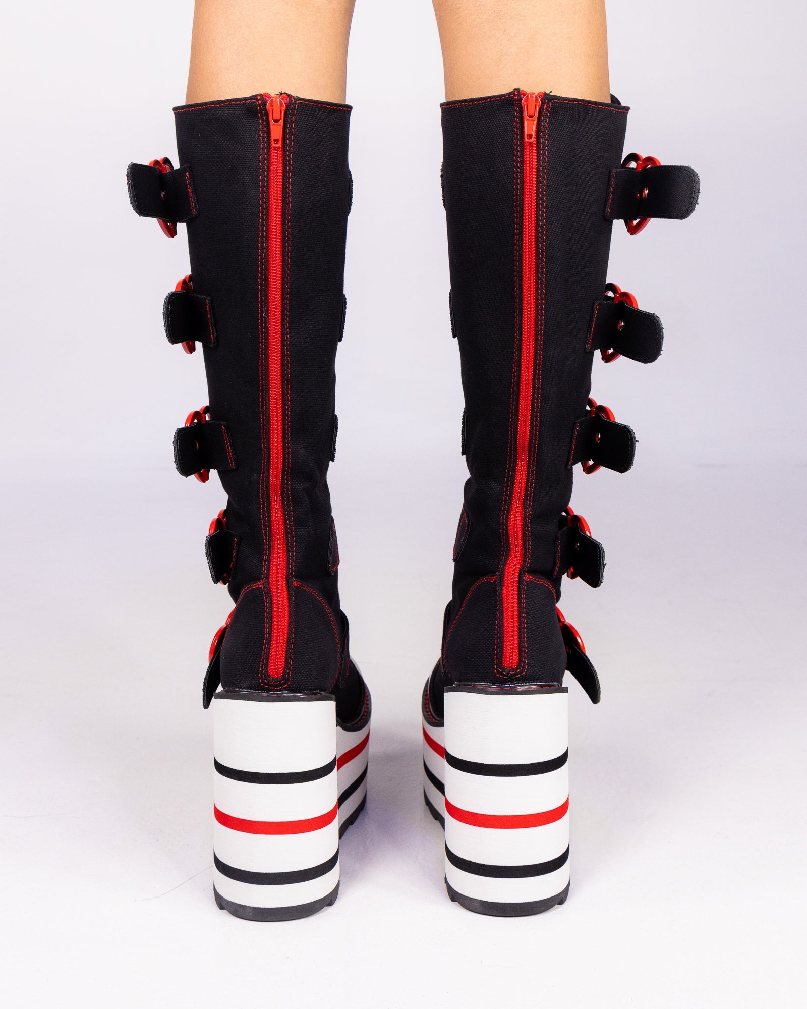 YRU Detention Hearts Black/Red Platform Boots – Rave Wonderland