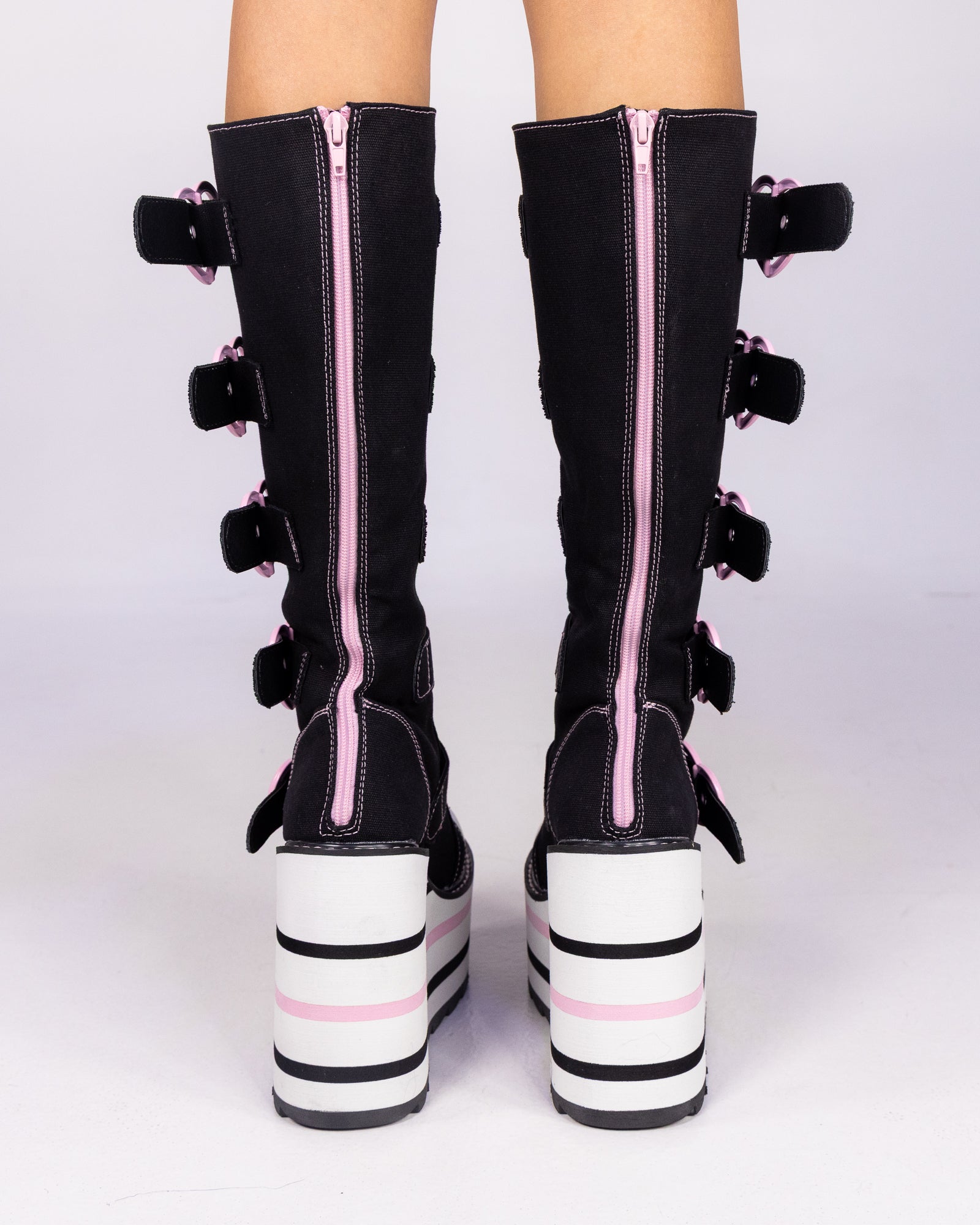 YRU Detention Hearts Black/Pink Platform Boots – Rave Wonderland