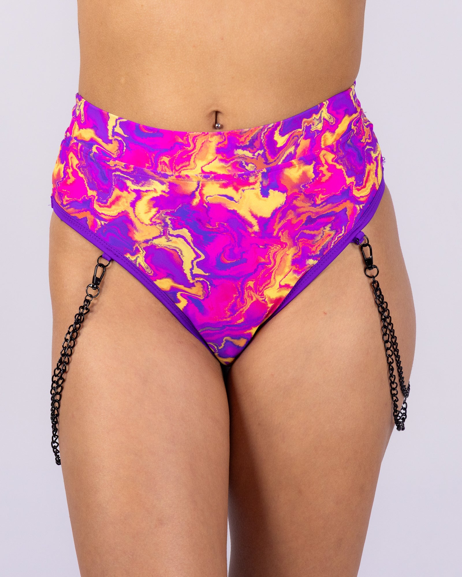 CHOPOVALOWENA チョポヴァロウェナ サイクルショーツレギンス Ultraviolet Vision Women's Chain Scrunch Cheeky Shorts – Rave