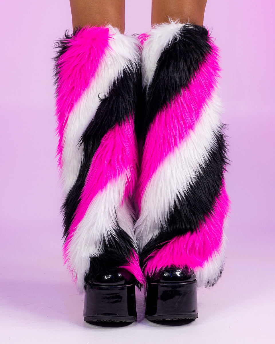 Twisted Pink Fluffy Leg Warmers for Cozy Style – Rave Wonderland