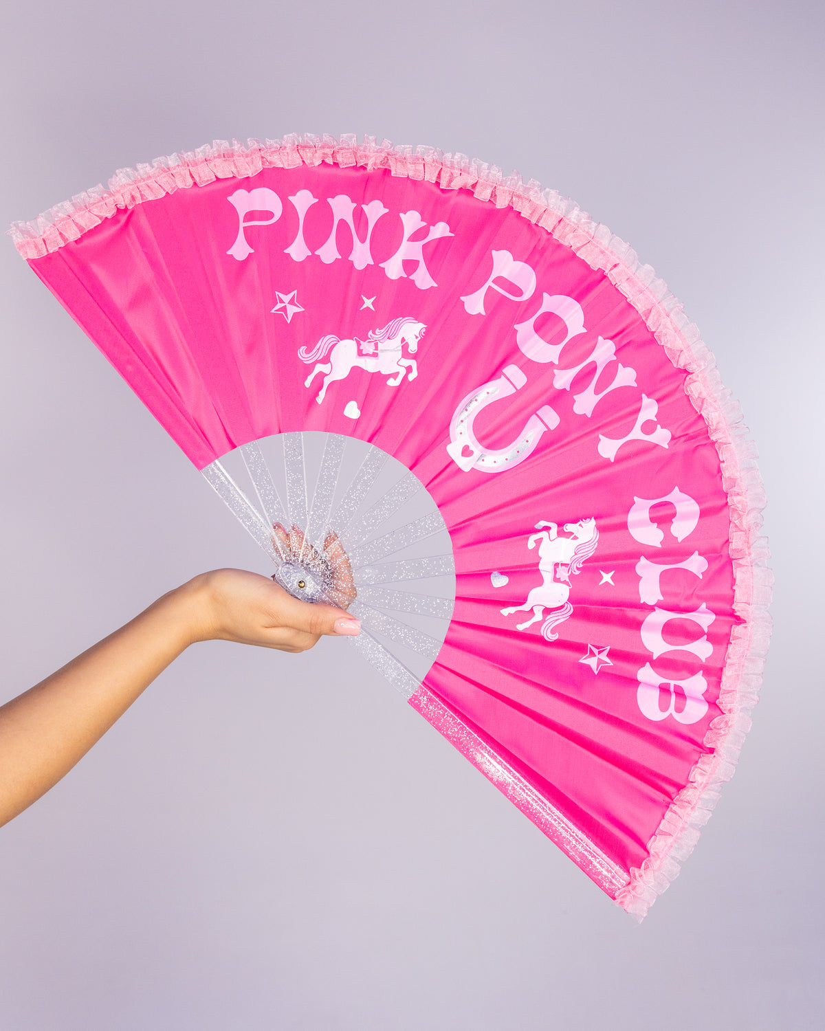 Pink Pony Club Ruffle Folding Fan