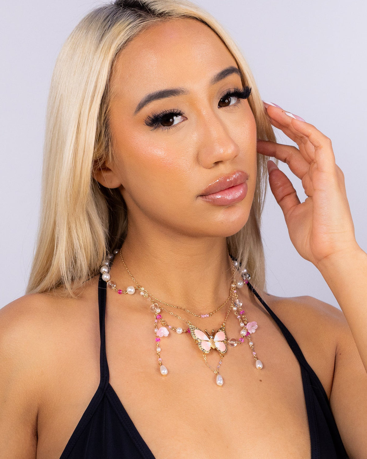 Pearl & Flutter Women's Butterfly Gold Necklace