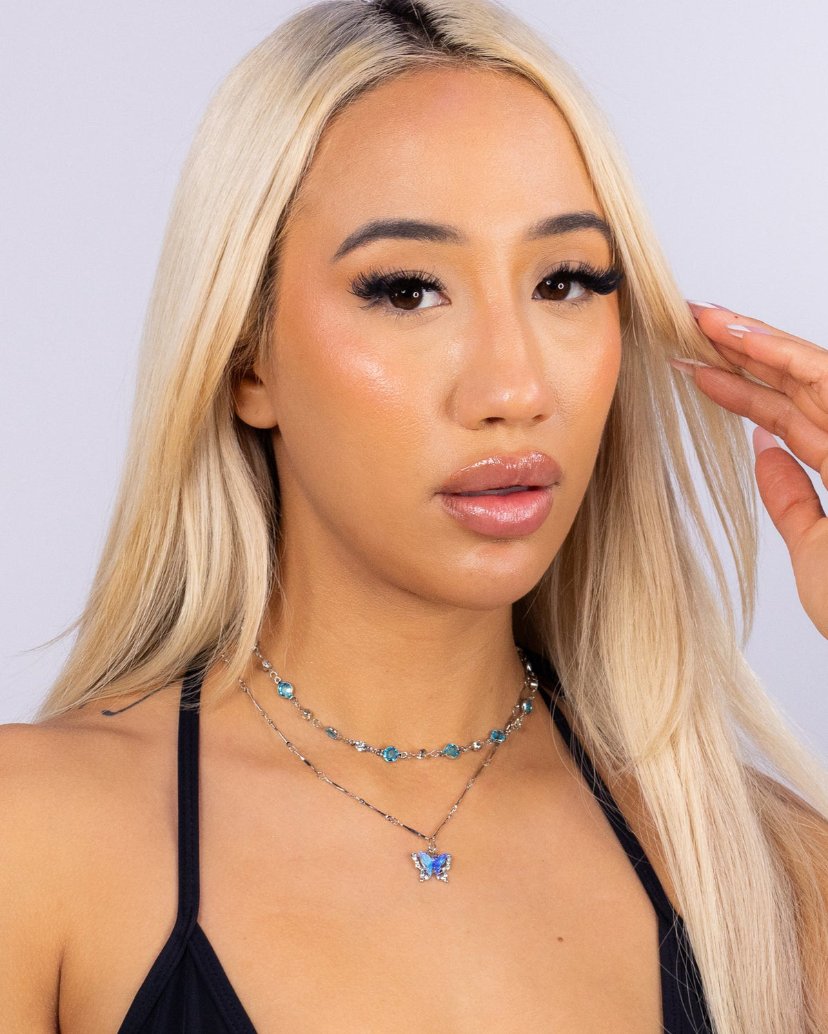 Blue Crystal Butterfly Women's Necklace