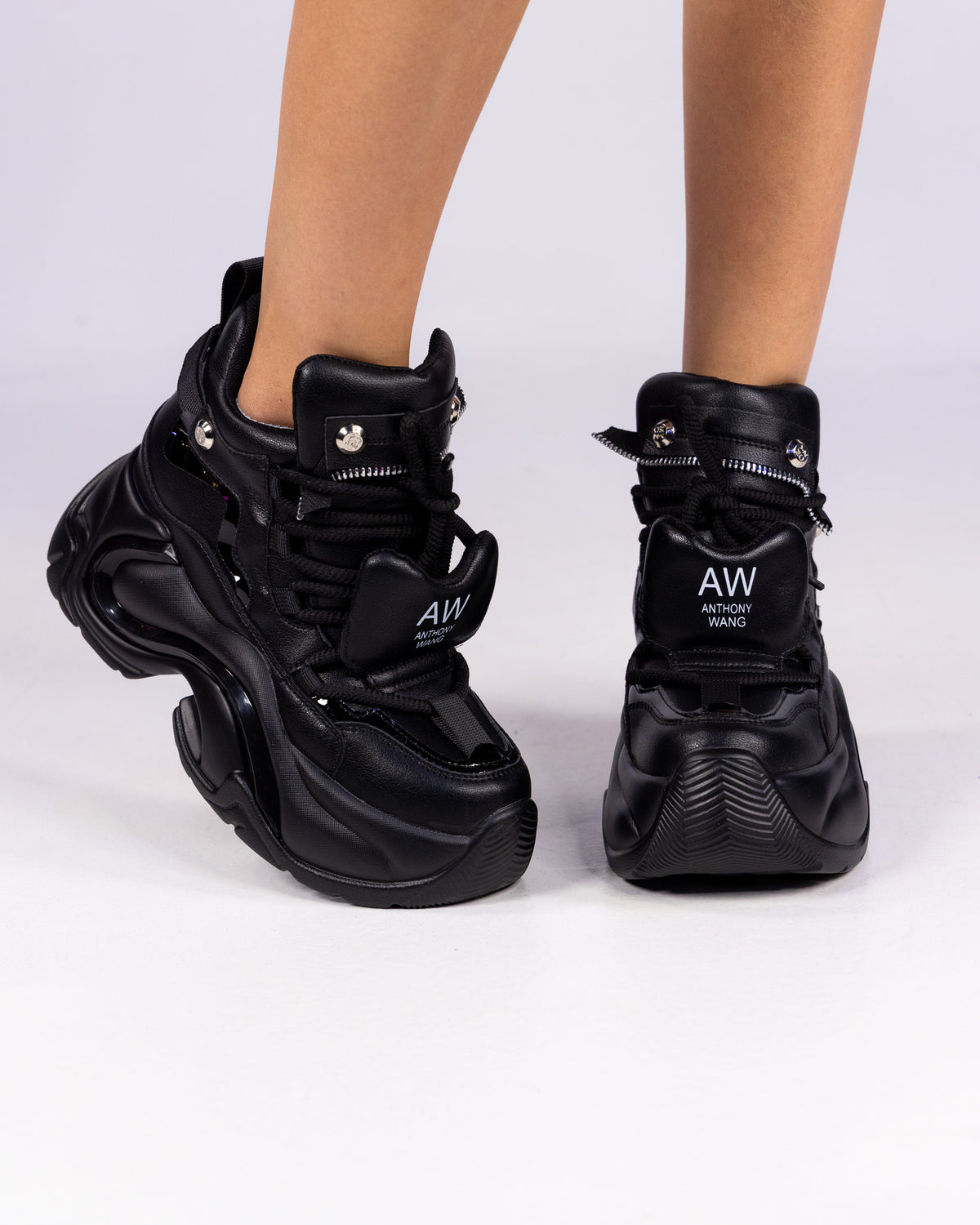 Jupiter Bubble Women's Black Wedge Sneakers