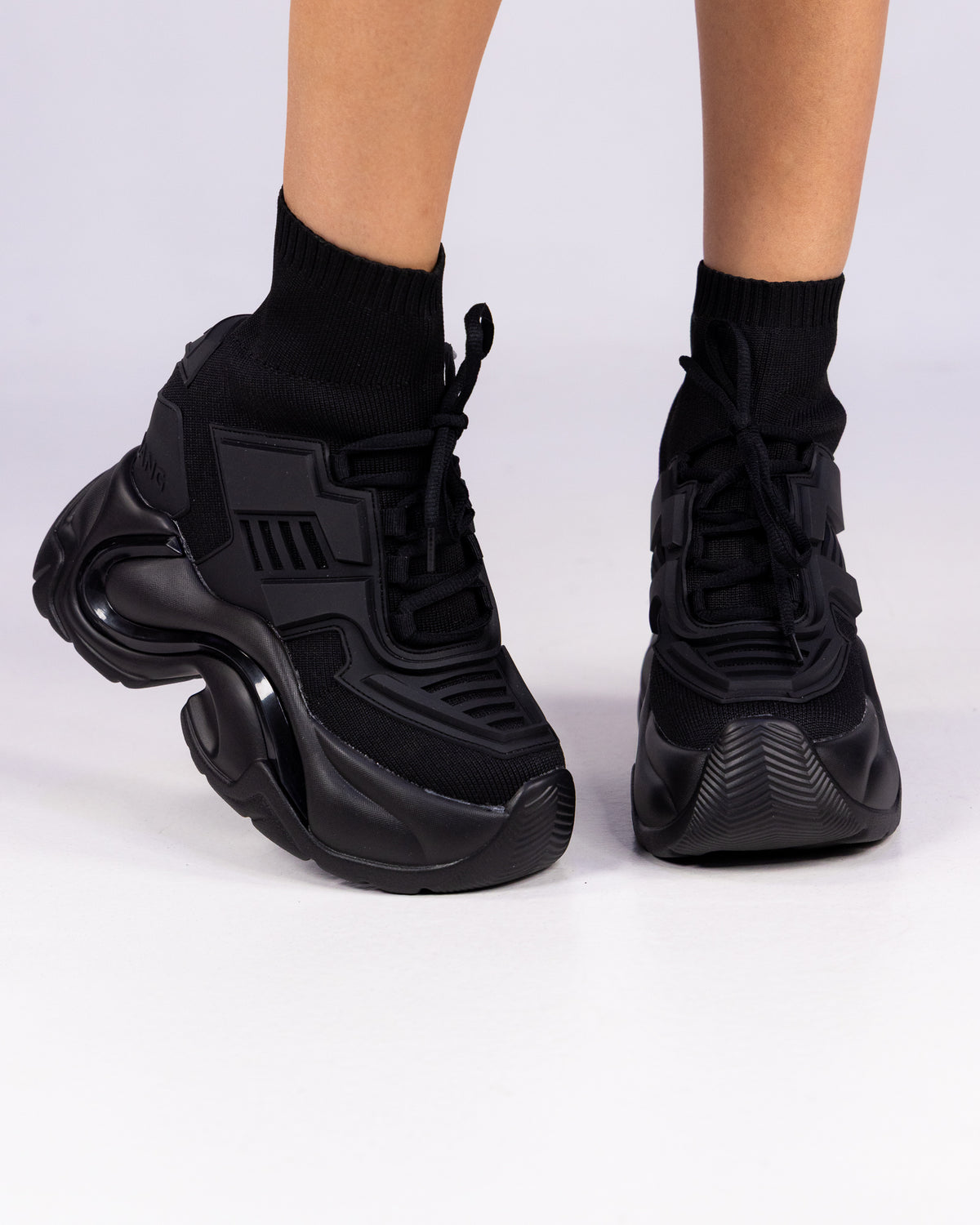 Cutting Edge Women's Black Wedge Sneakers