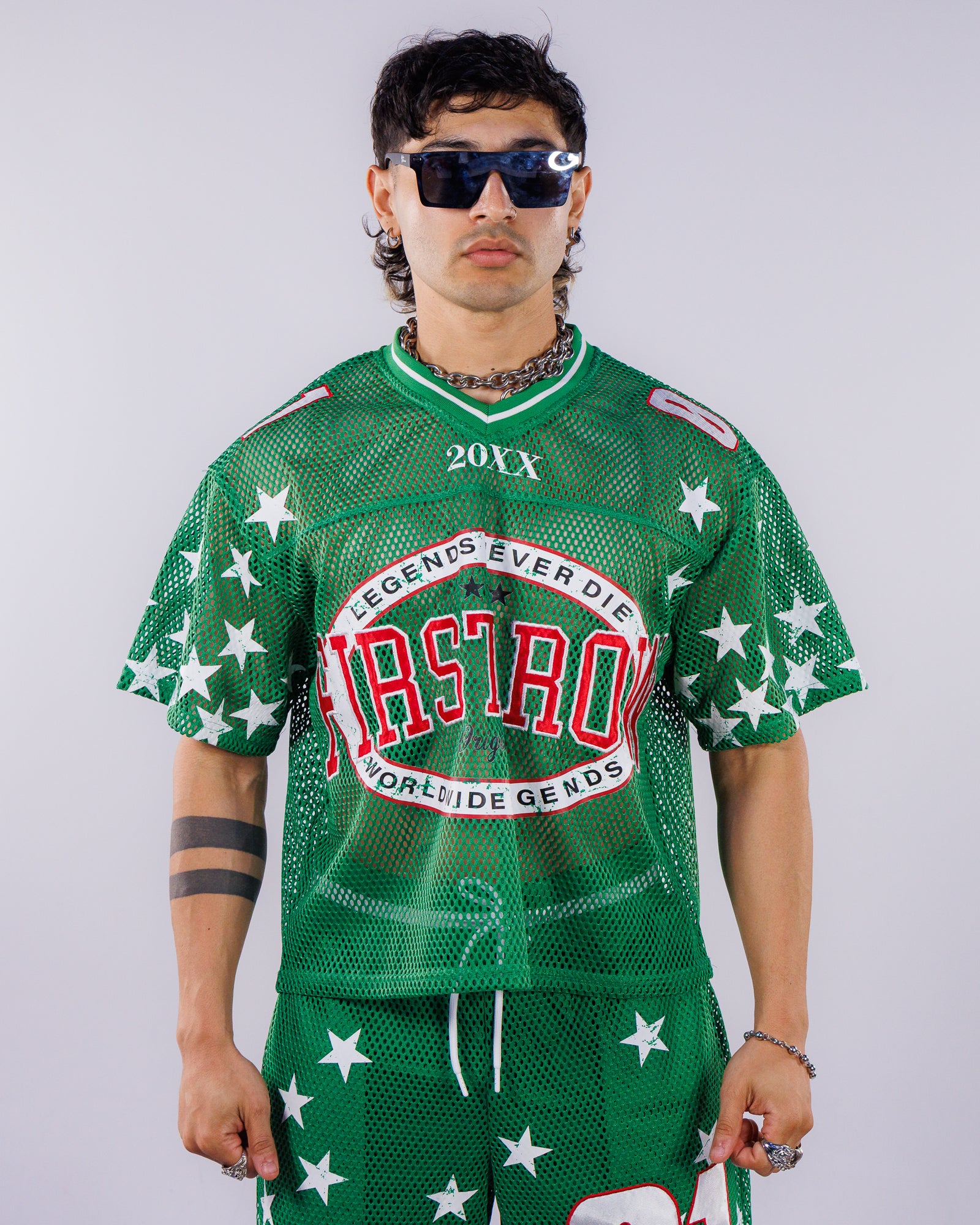 YLÈVE / PIGMENT DYE JERSEY FOOTBALL T Legends Never Die Men's Green Football Jersey – Rave Wonderland