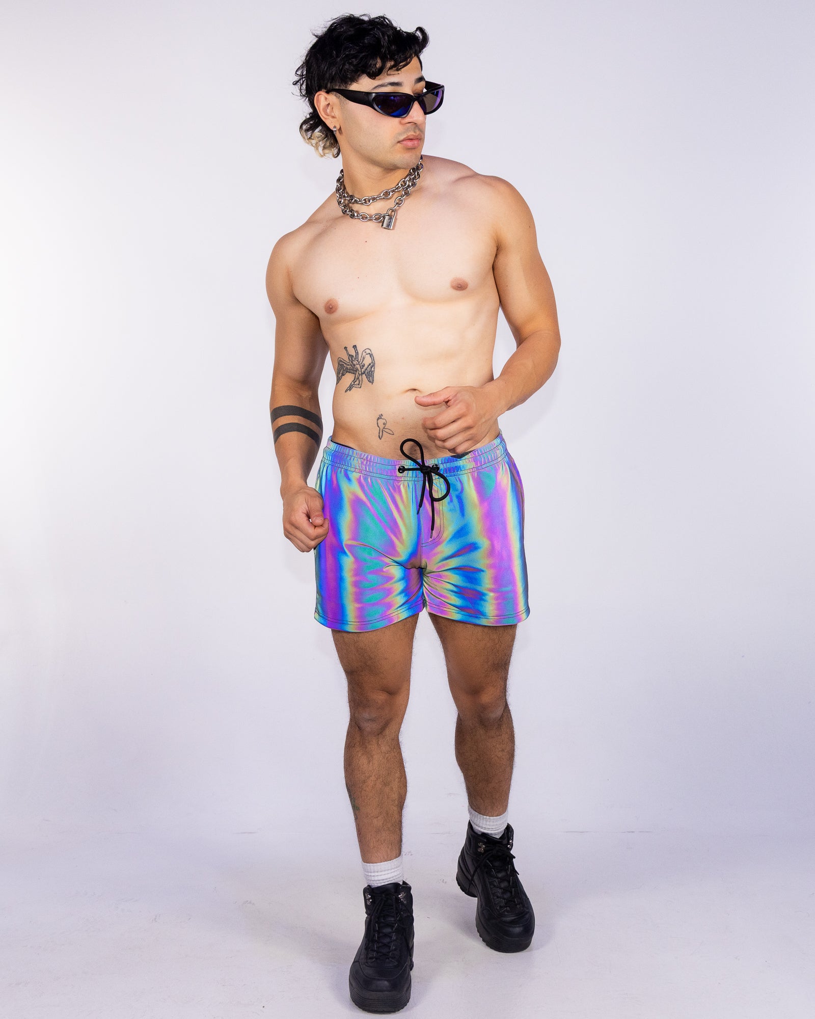 Rainbow Flash Reflective Drawstring Shorts – Rave Wonderland
