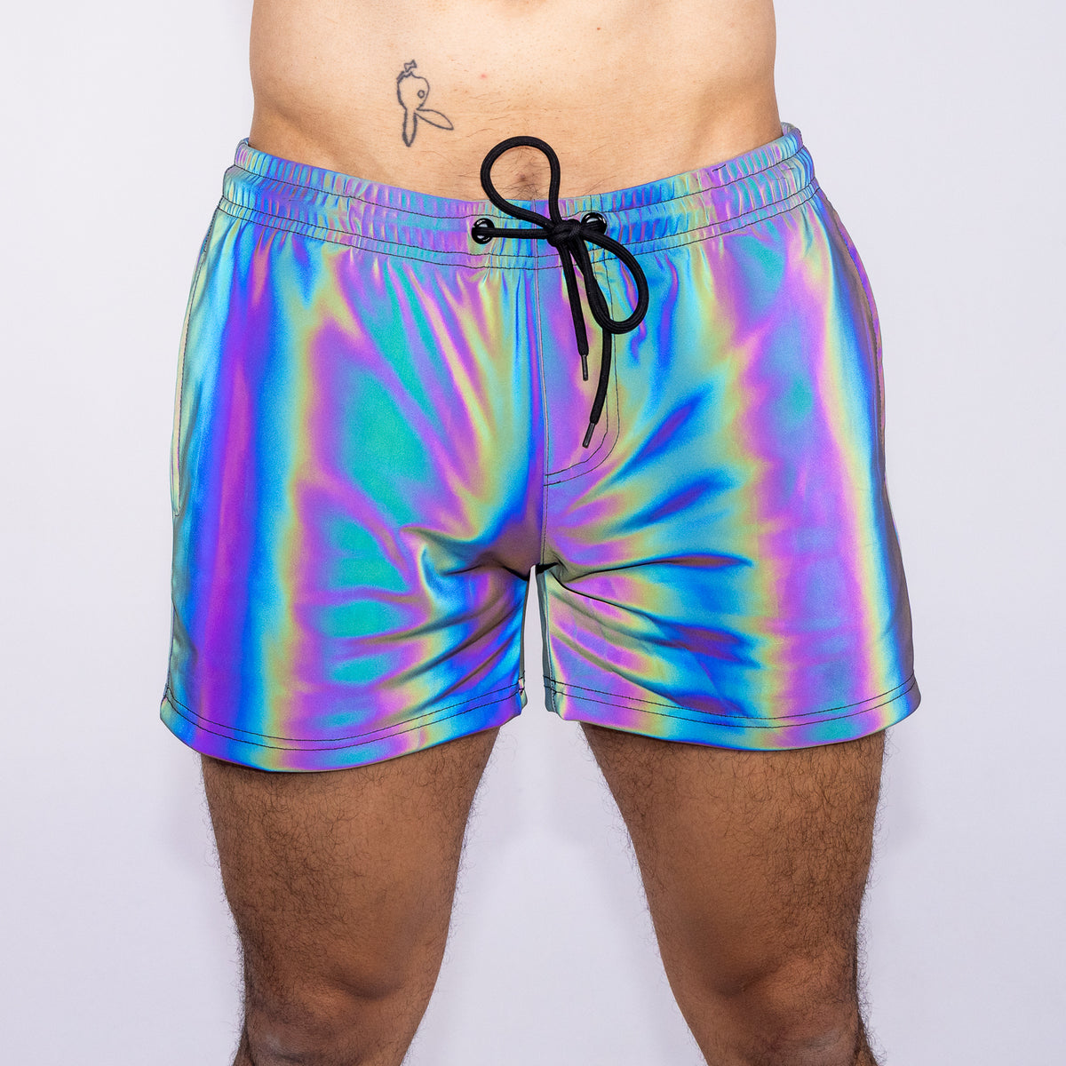 Rainbow Flash Reflective Drawstring Shorts – Rave Wonderland