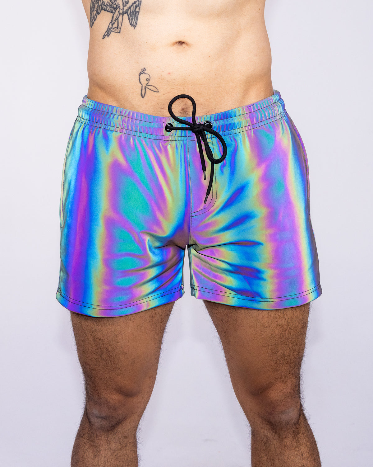 Rainbow Flash Reflective Drawstring Shorts