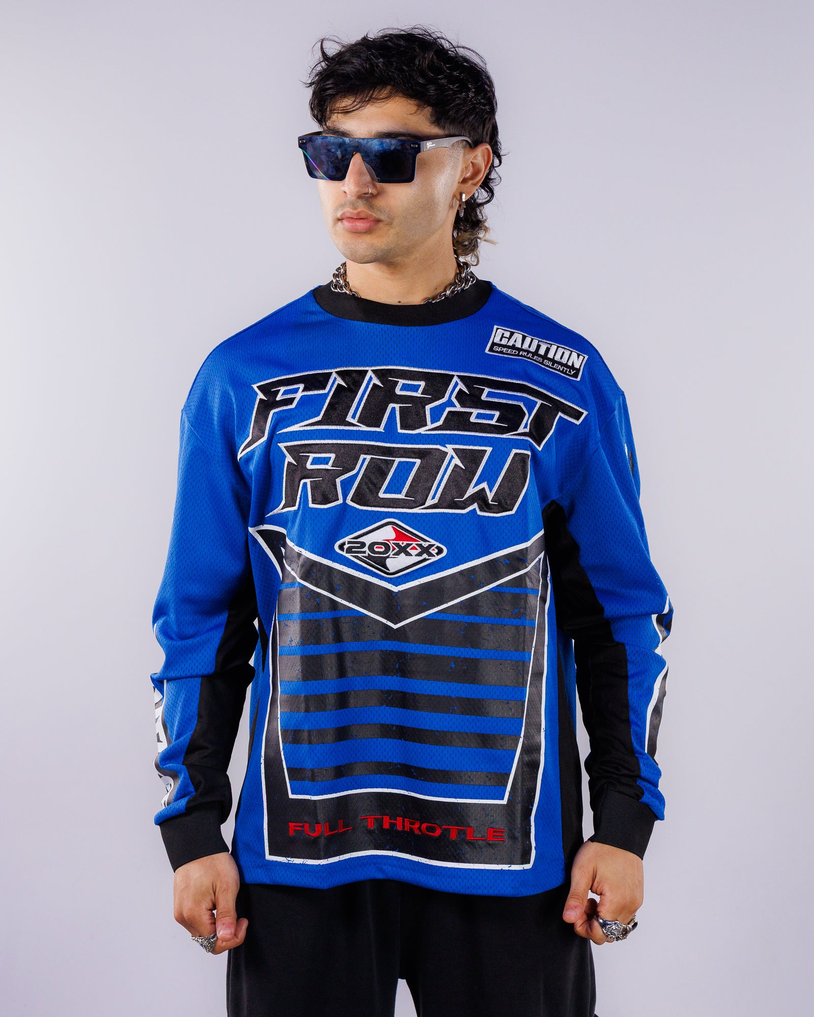 ウェア everyone  JERSEY Sparked By Adrenaline Men's Blue Moto Jersey – Rave Wonderland