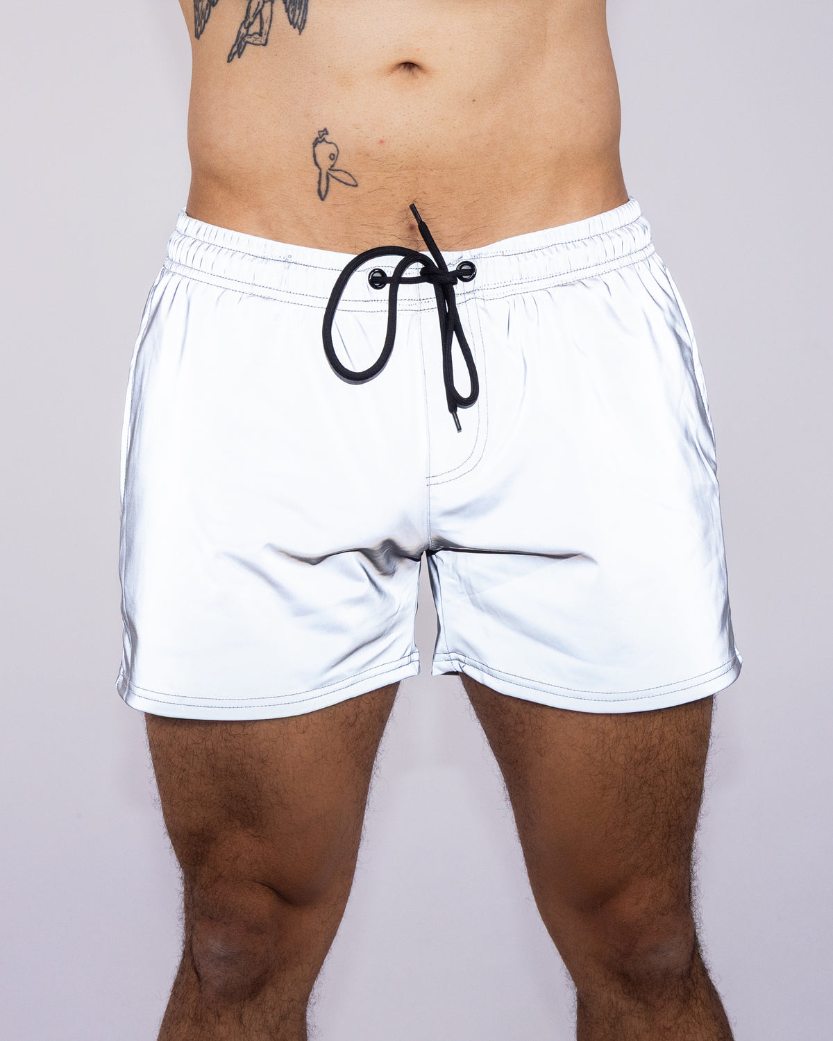 Silver Flash Reflective Drawstring Shorts