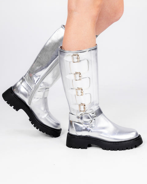 Silver Stampede Women's Buckle Boots – Rave Wonderland