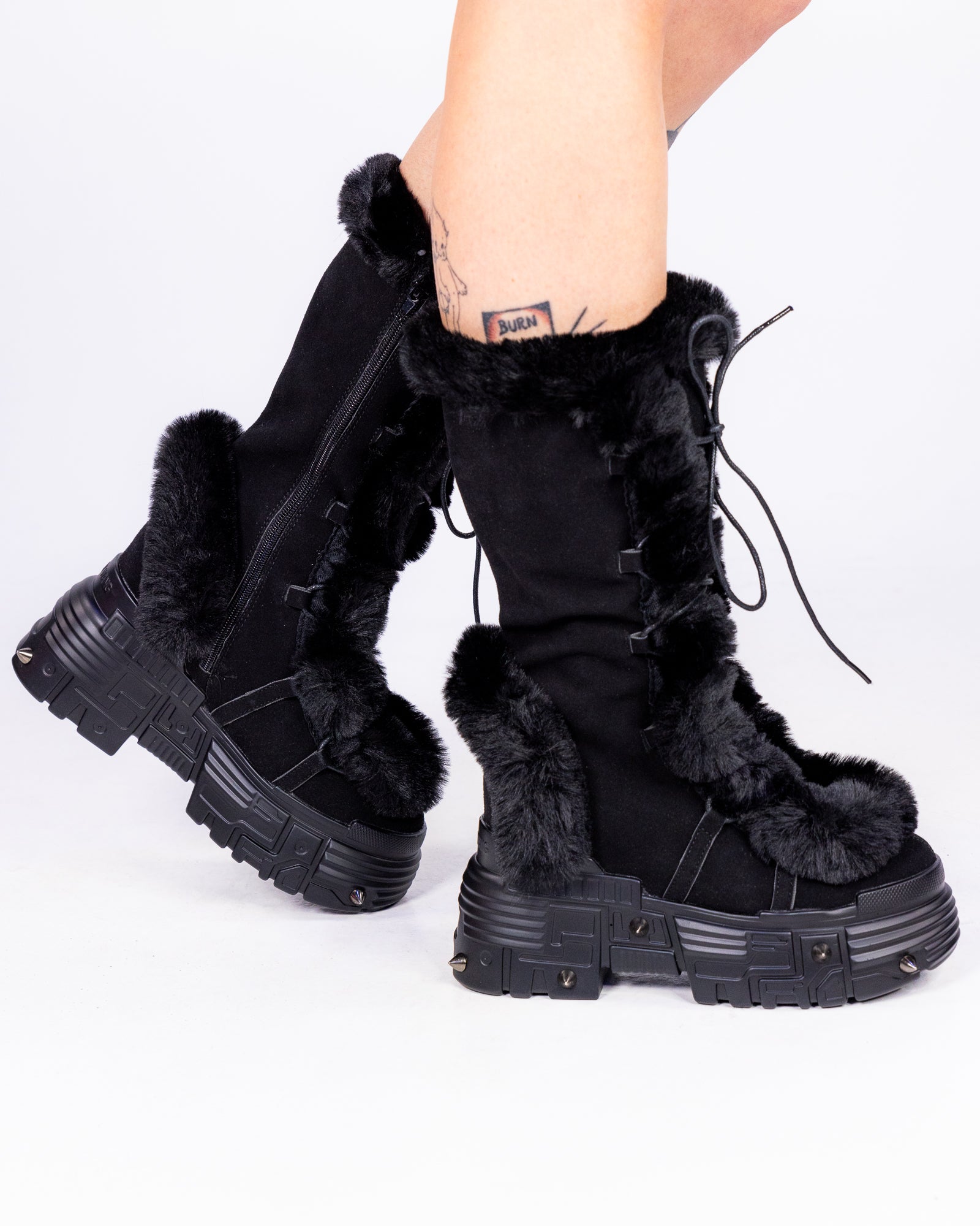 Demonia Lavender Winter Solstice Faux Fur Boots – Rave Wonderland