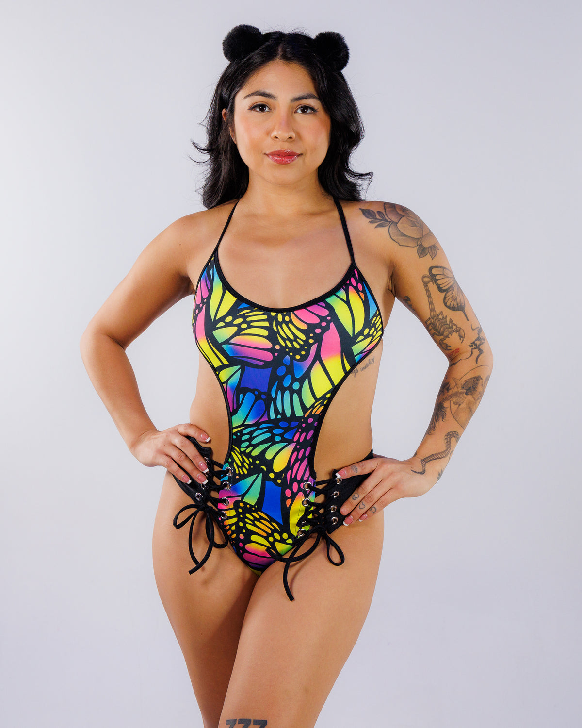 Madame Butterfly Women's Side Lace-Up Bodysuit