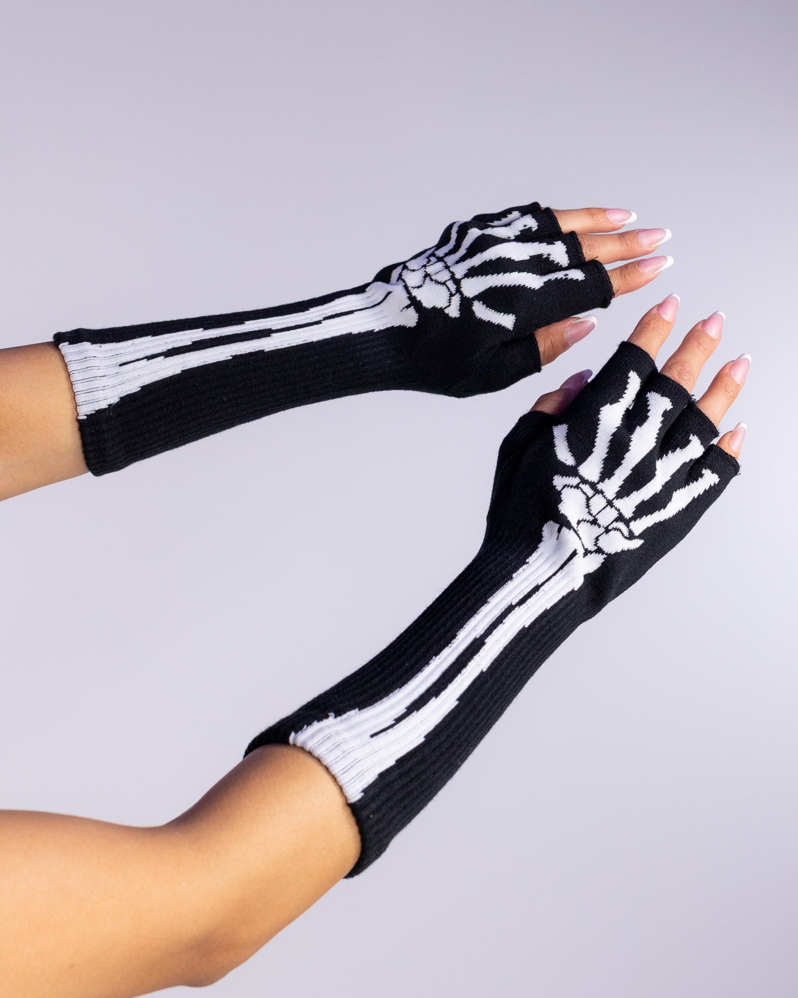 Woven Skeleton Unisex Fingerless Gloves – Rave Wonderland