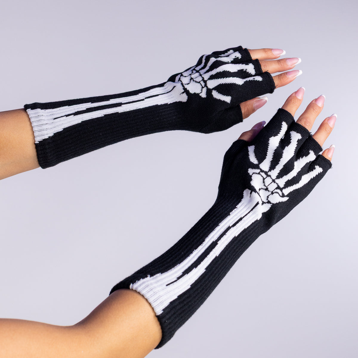 Woven Skeleton Unisex Fingerless Gloves – Rave Wonderland