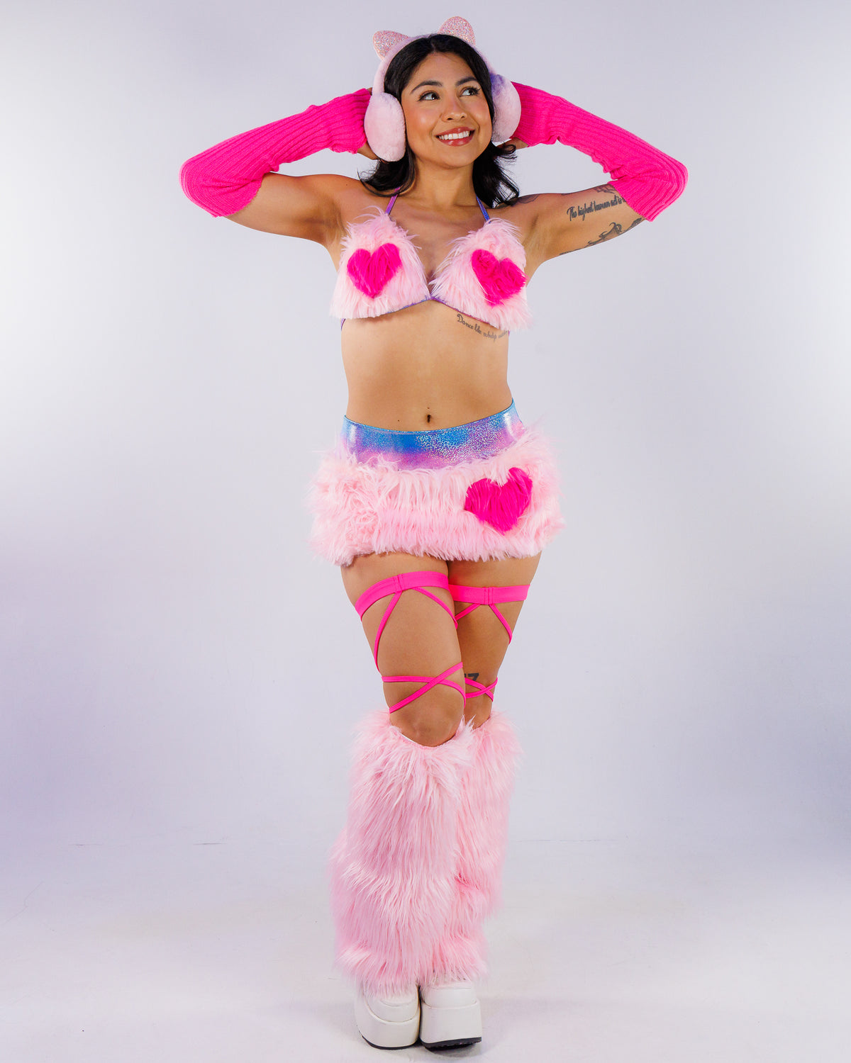 Pink Pure Fluff Women's Faux Fur Skirt Set