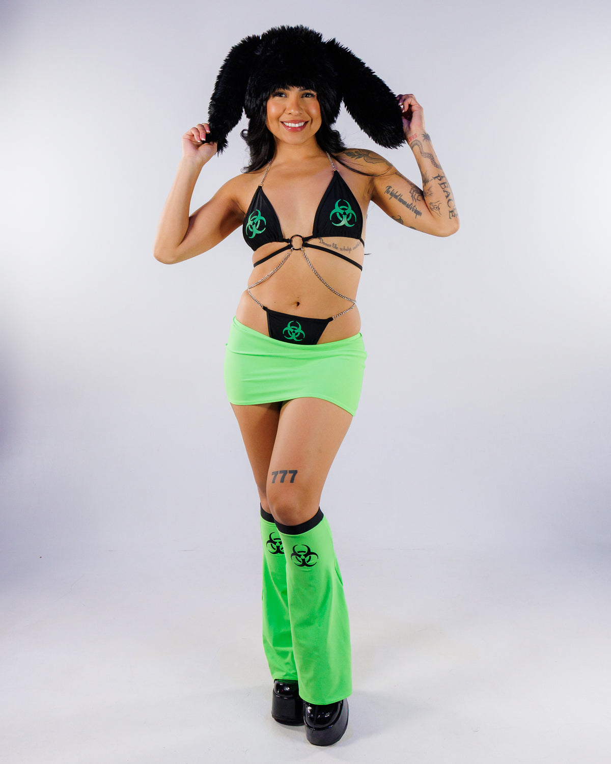 Biohazard Women's 4pc Black & Green Bikini Set