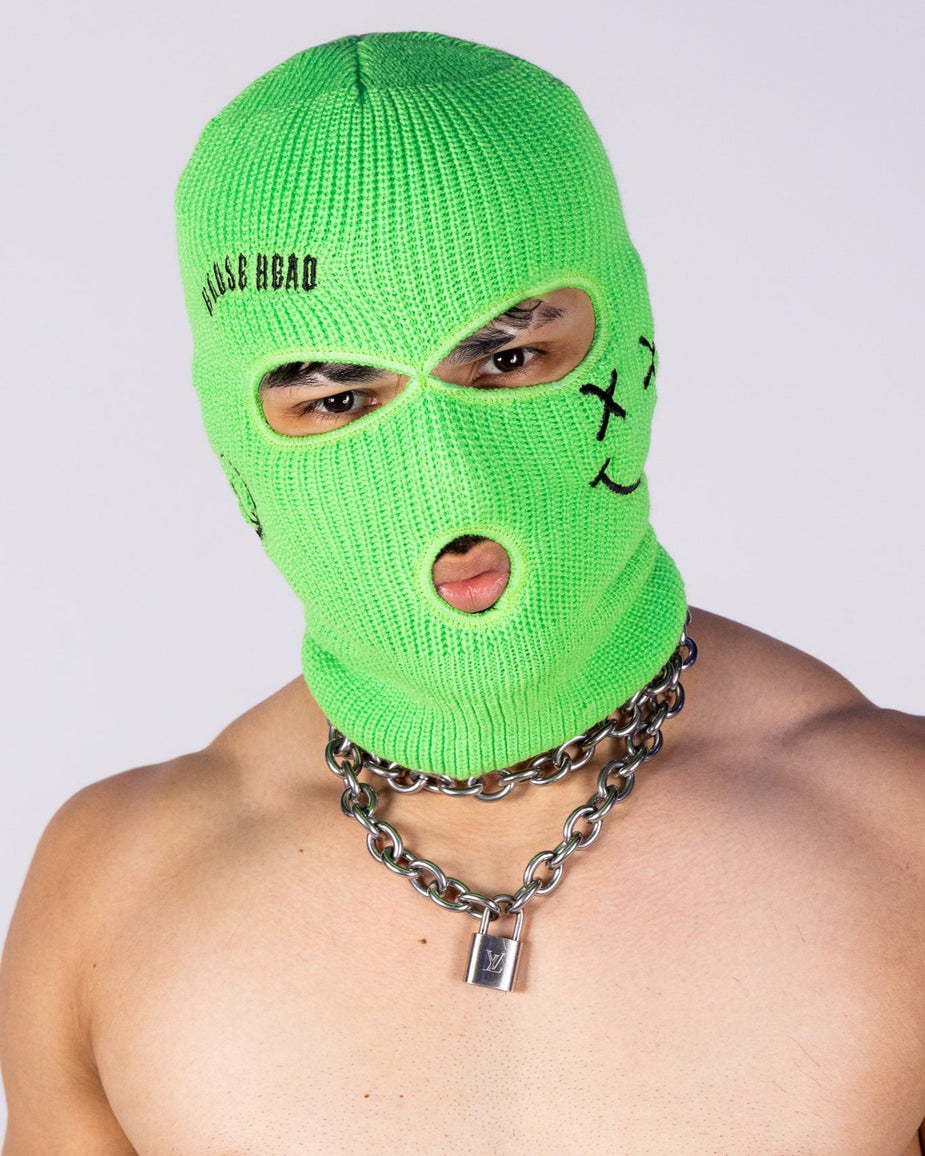 Neon Green House Head Smiles Unisex Ski Mask – Rave Wonderland