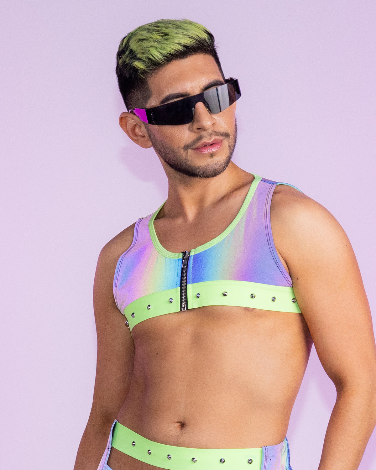 Reflective Lime Harness Crop Top