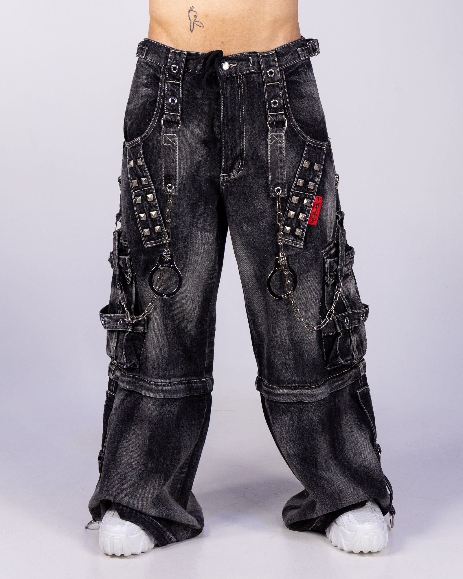 パンツ TRIPP NYC LOCK UP DENIM PANT STORM WASH TRIPP NYC - ZIP LOCK PANT DIRTY WASH BLUE DENIM