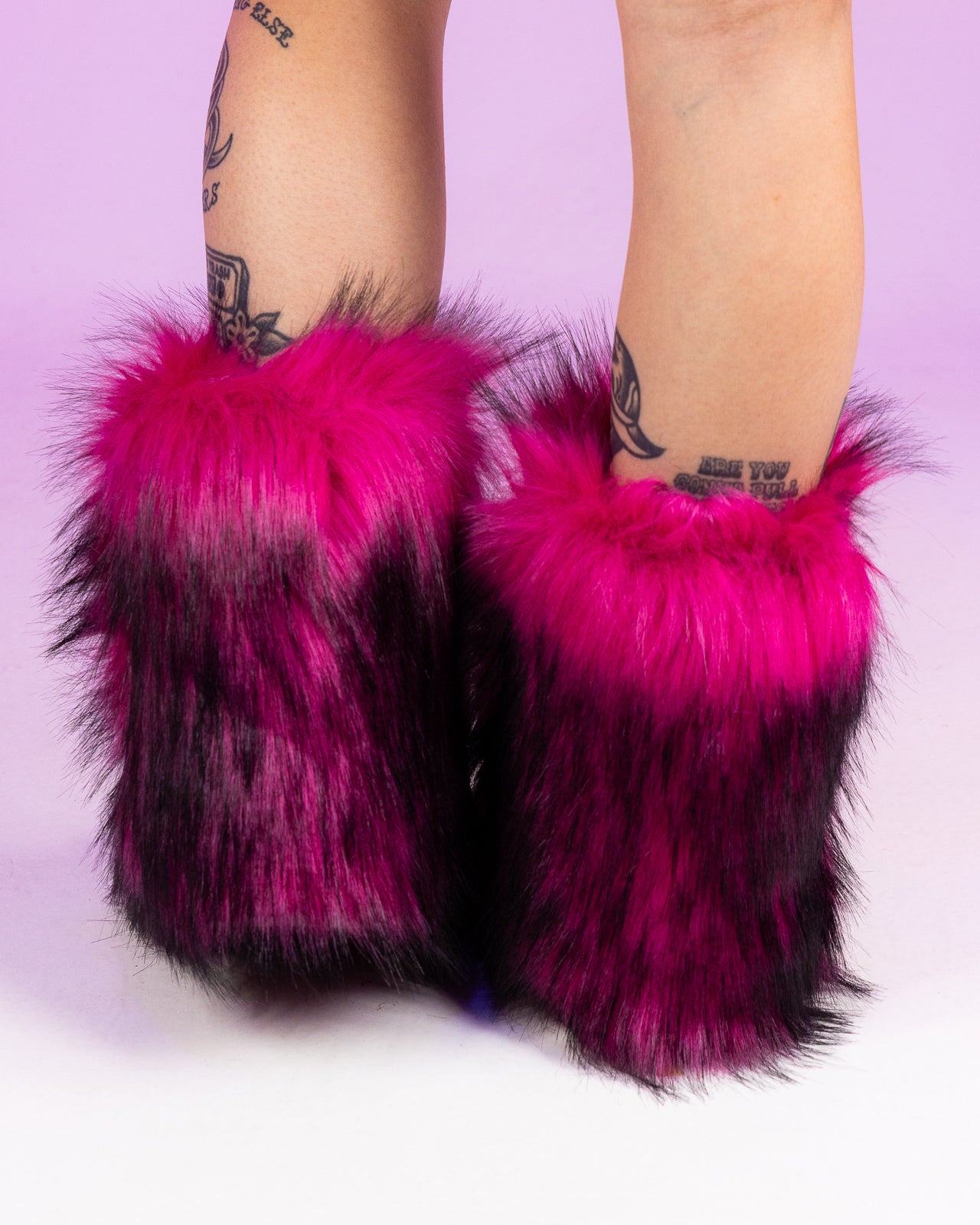 Pink Black Boots With The Fur