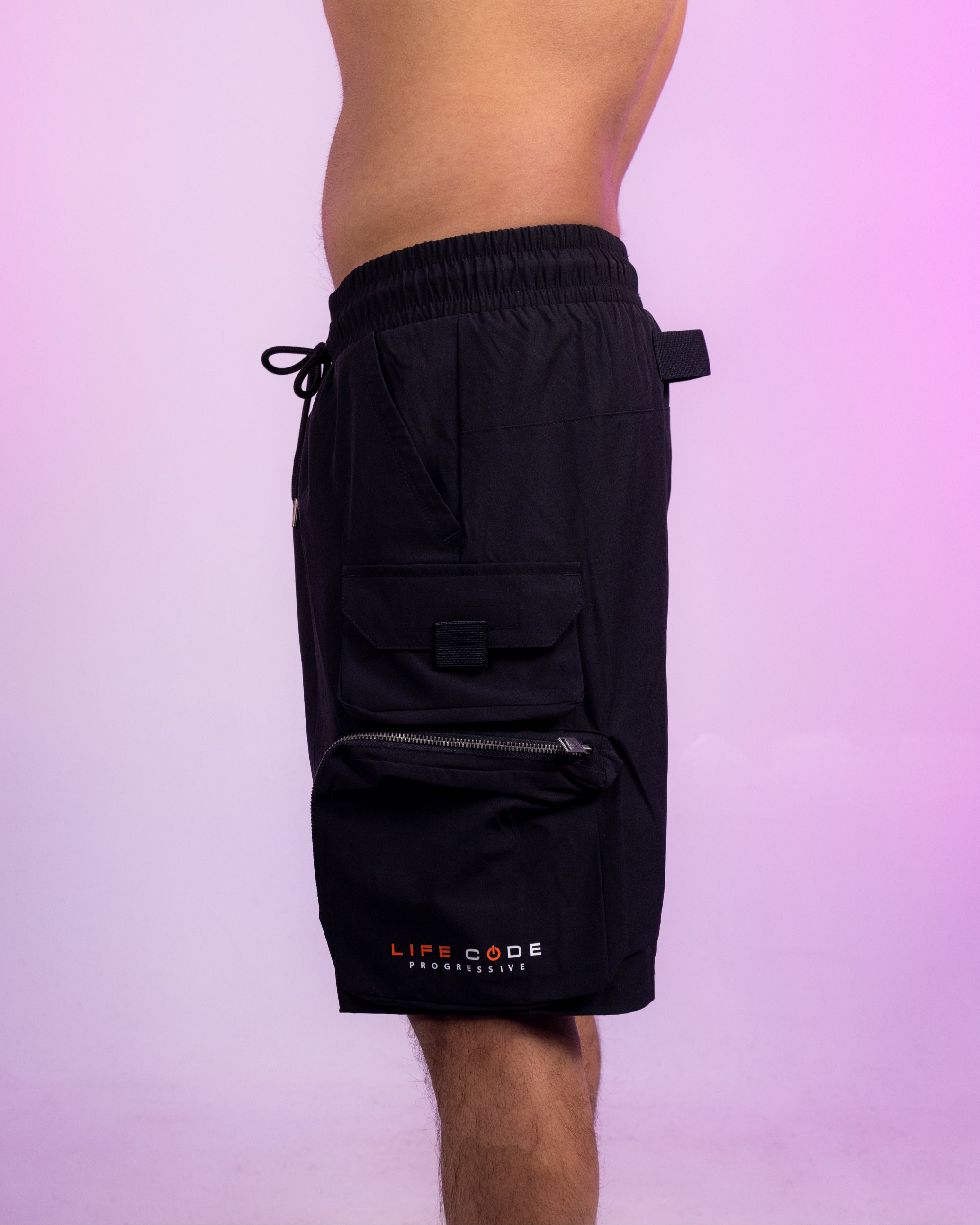 Black Nylon 7 Inch Inseam Shorts with Zipper Pockets – Rave Wonderland