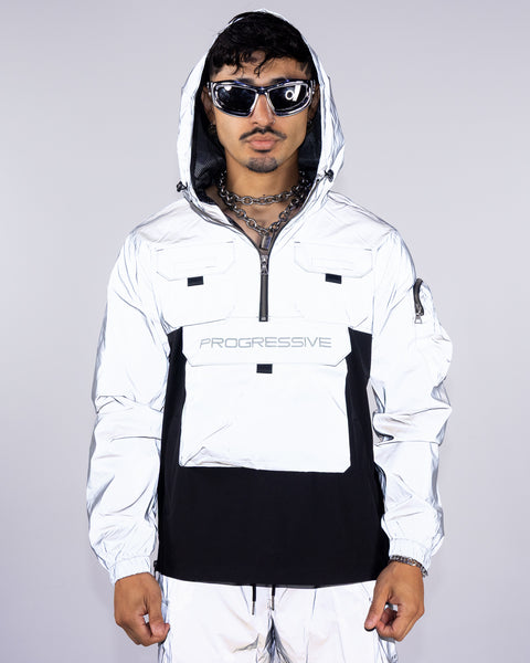 Night Light Men's Silver Reflective Pullover Windbreaker – Rave