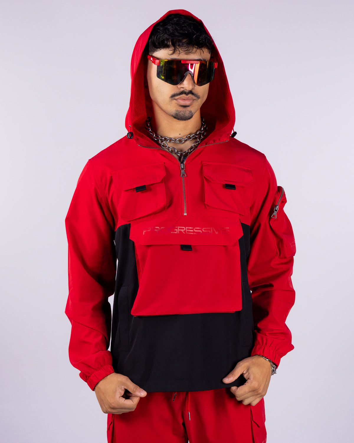 Red Pullover Men's Windbreaker
