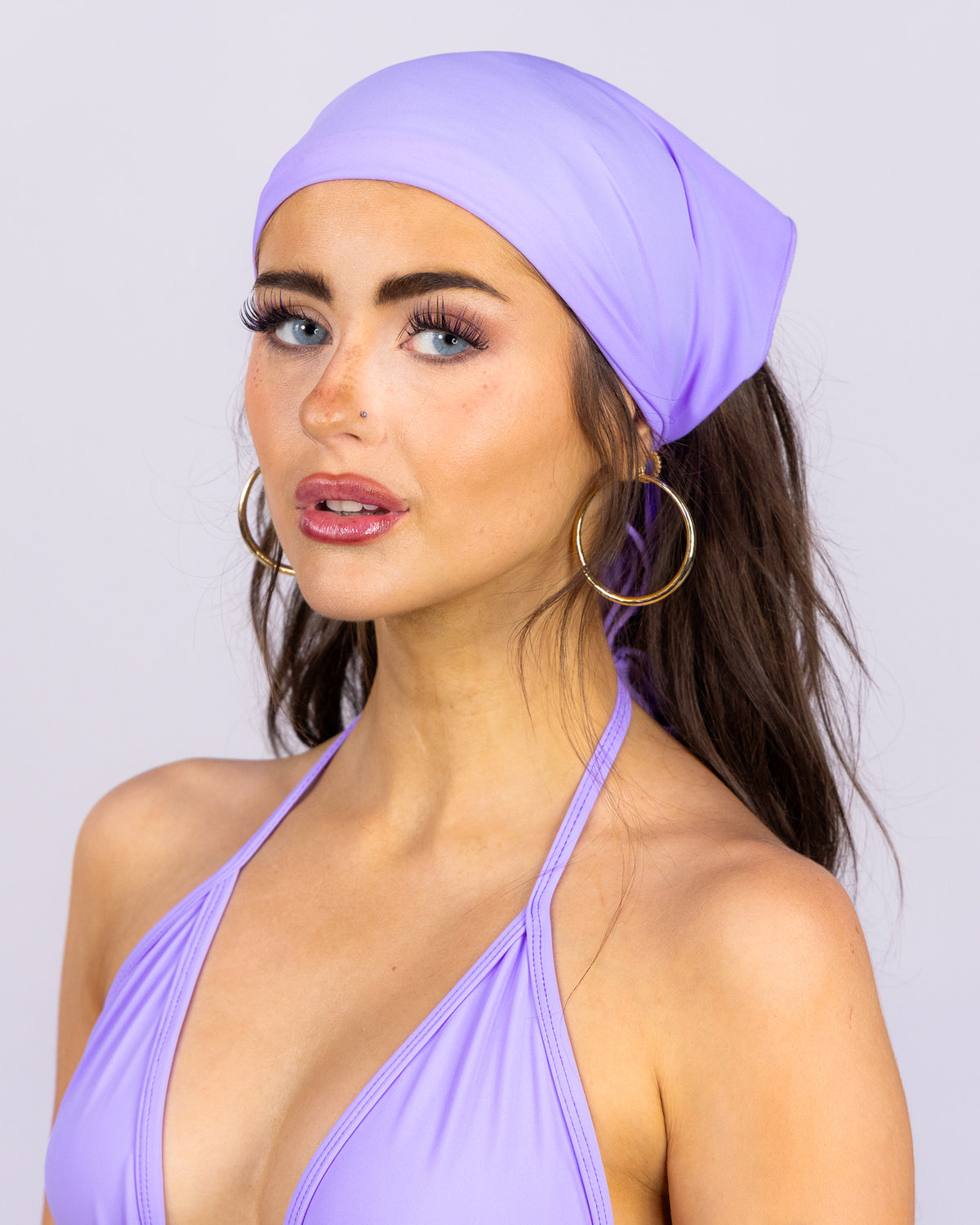 Solid Lavender Triangle Face Bandana Mask