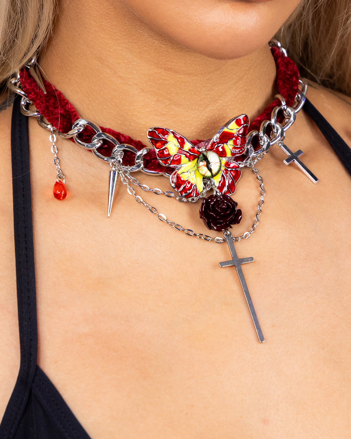 Ruby Butterfly Women's Red Choker