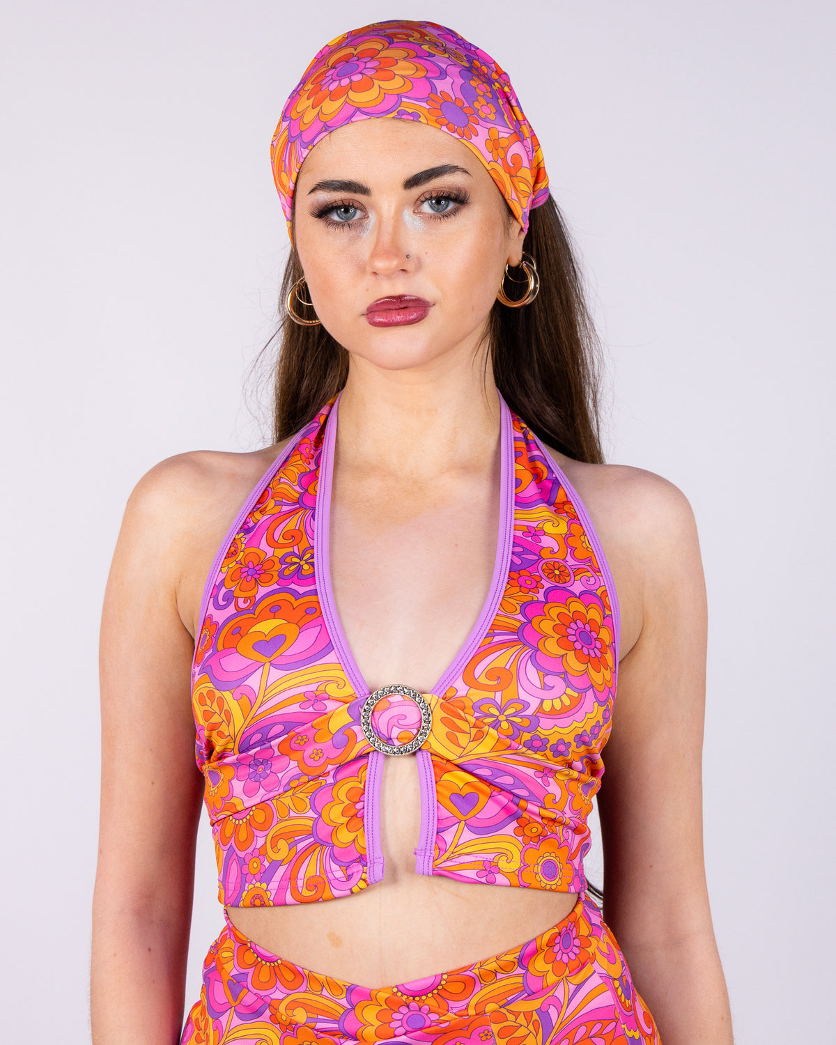 Lavender Paisley Daze Buckle Halter Top