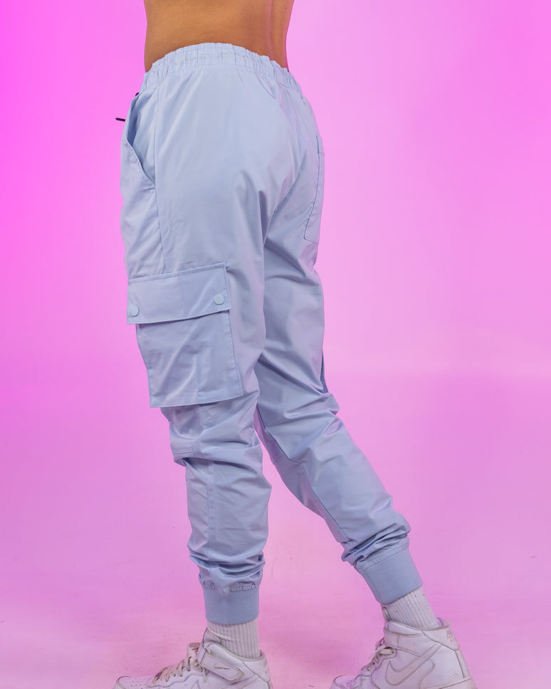 Sky Blue Ribbed and Cuffed Woven Cargo Pants – Rave Wonderland