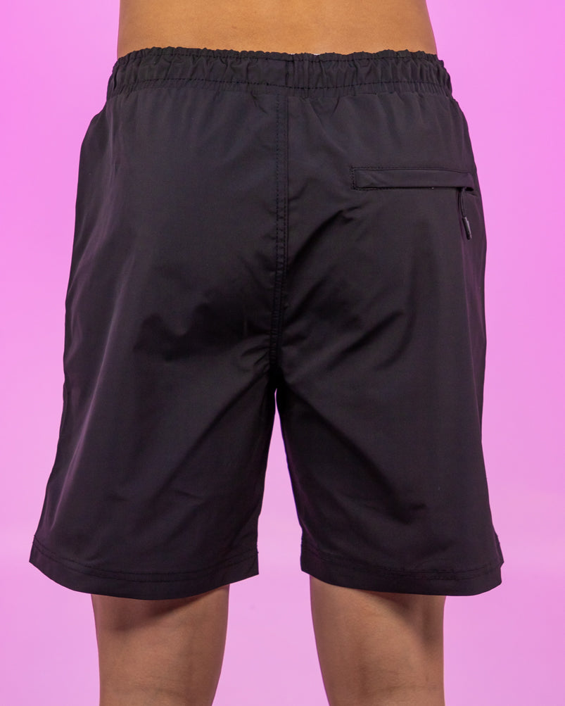 Black 7" Inseam Men's Shorts w/ Reflective Zipper Trims