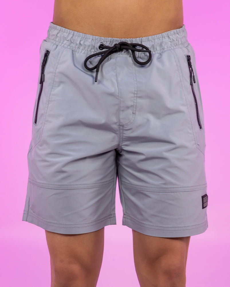 Cool Gray 7" Inseam Men's Shorts w/ Reflective Zipper Trims