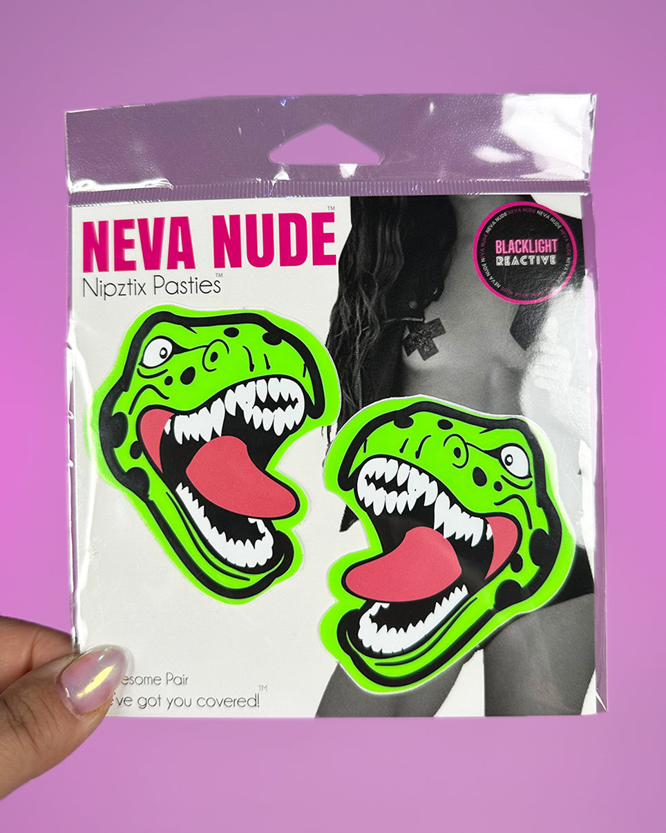 Neon Green Sexy T-Rexy Wet Vinyl Pasties