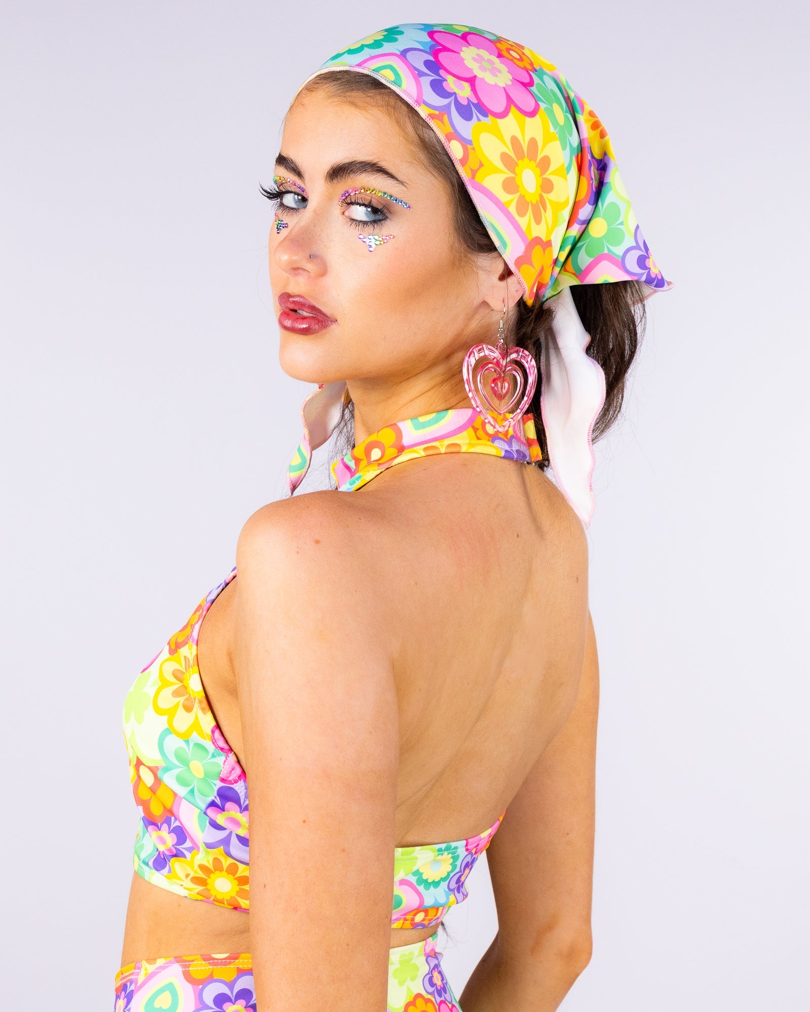 Flower Power Women's Mock Neck Crop Top – Rave Wonderland