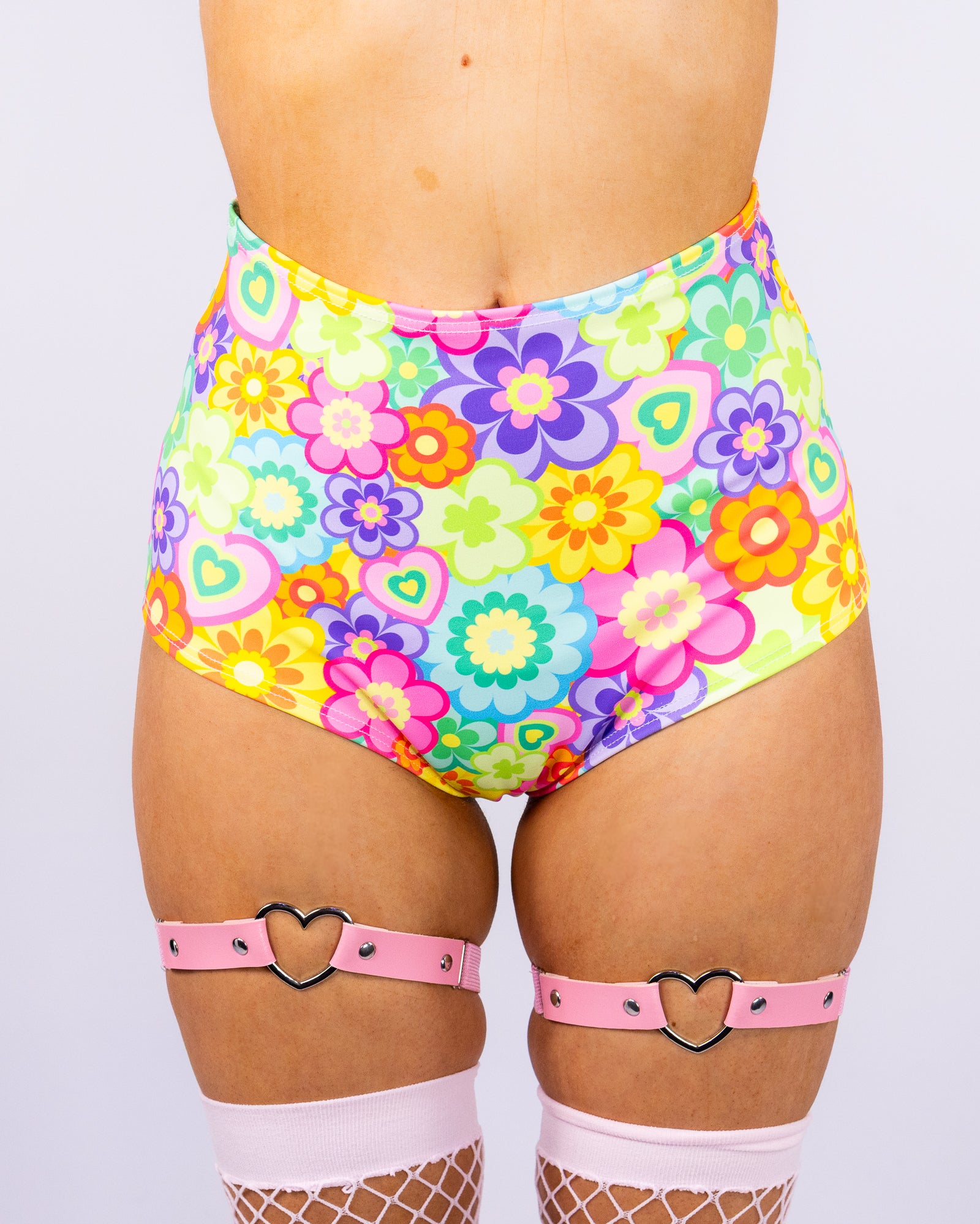 Flower Power Women's High Waist Shorts – Rave Wonderland
