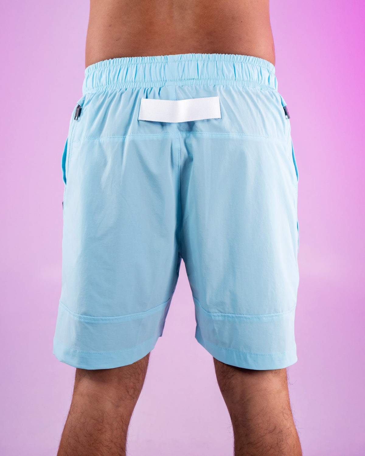 Light Blue Nylon 6 Inch Inseam Shorts