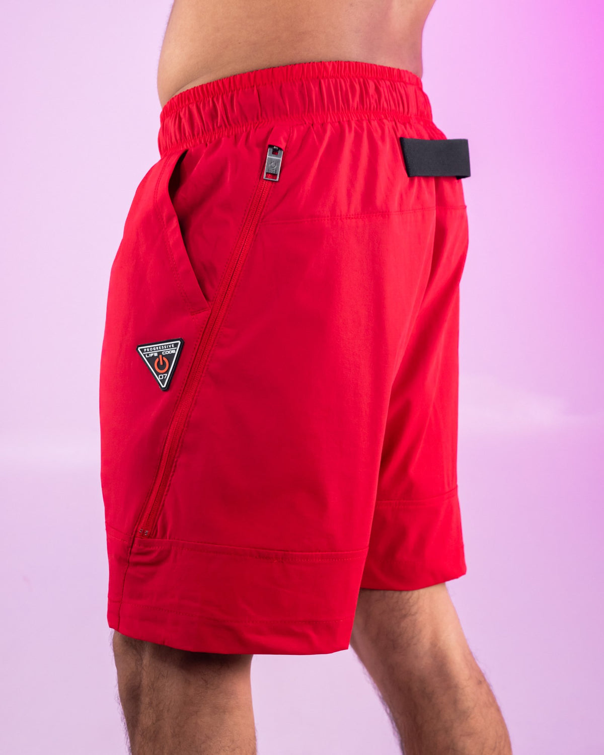 Red Nylon 6 Inch Inseam Shorts