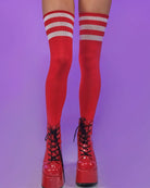 Striped Athletic Thigh High Socks - Rave Wonderland