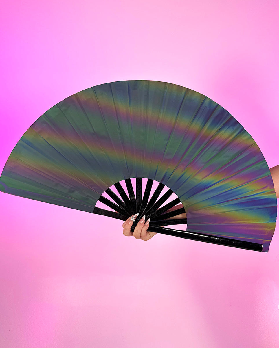 Rainbow Flash Reflective Folding Fan
